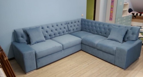 Перетяжка углового дивана на дому.  Бологое